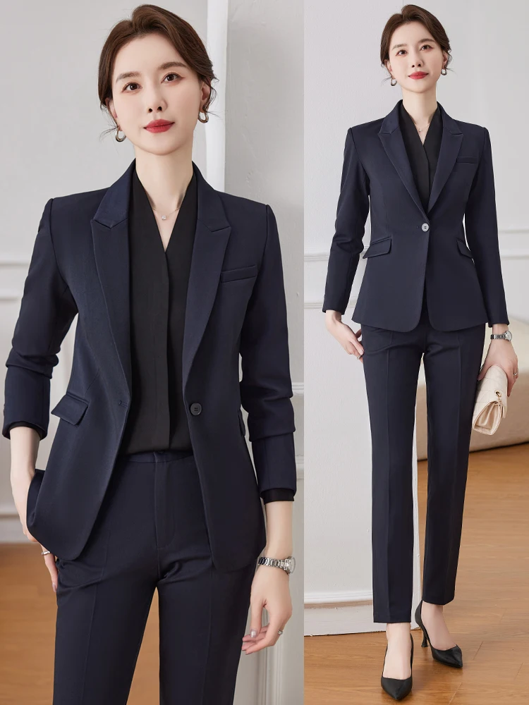 

Cobalt Blue Women's Suiting Set Professional Commute Workwear Fashionable Lightweight Formal Office Attire Premium Feel