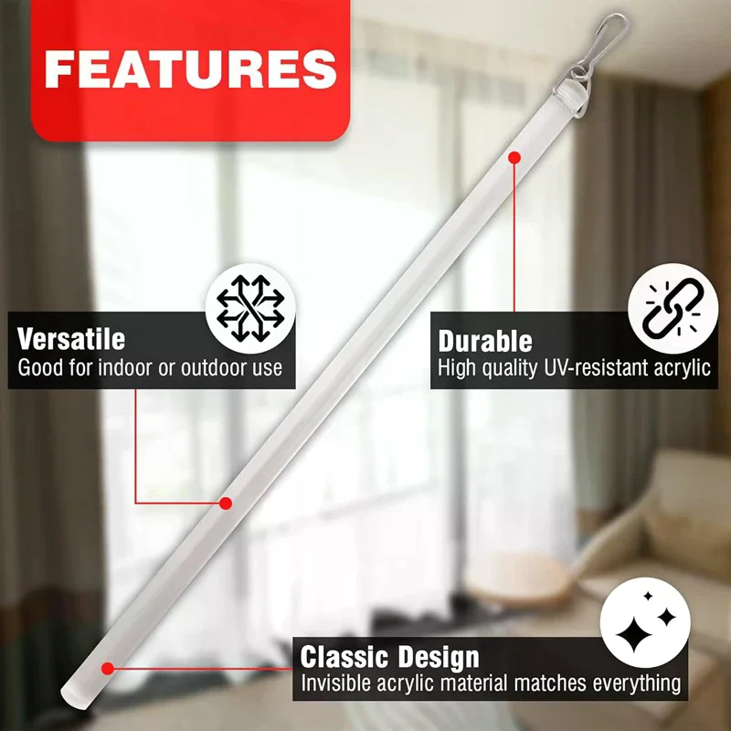 /PFU/Curtain Pull Wand 17Inch Clear Set For Drapery Opening And Closing Rod Curtain Accessories Set 2Pieces