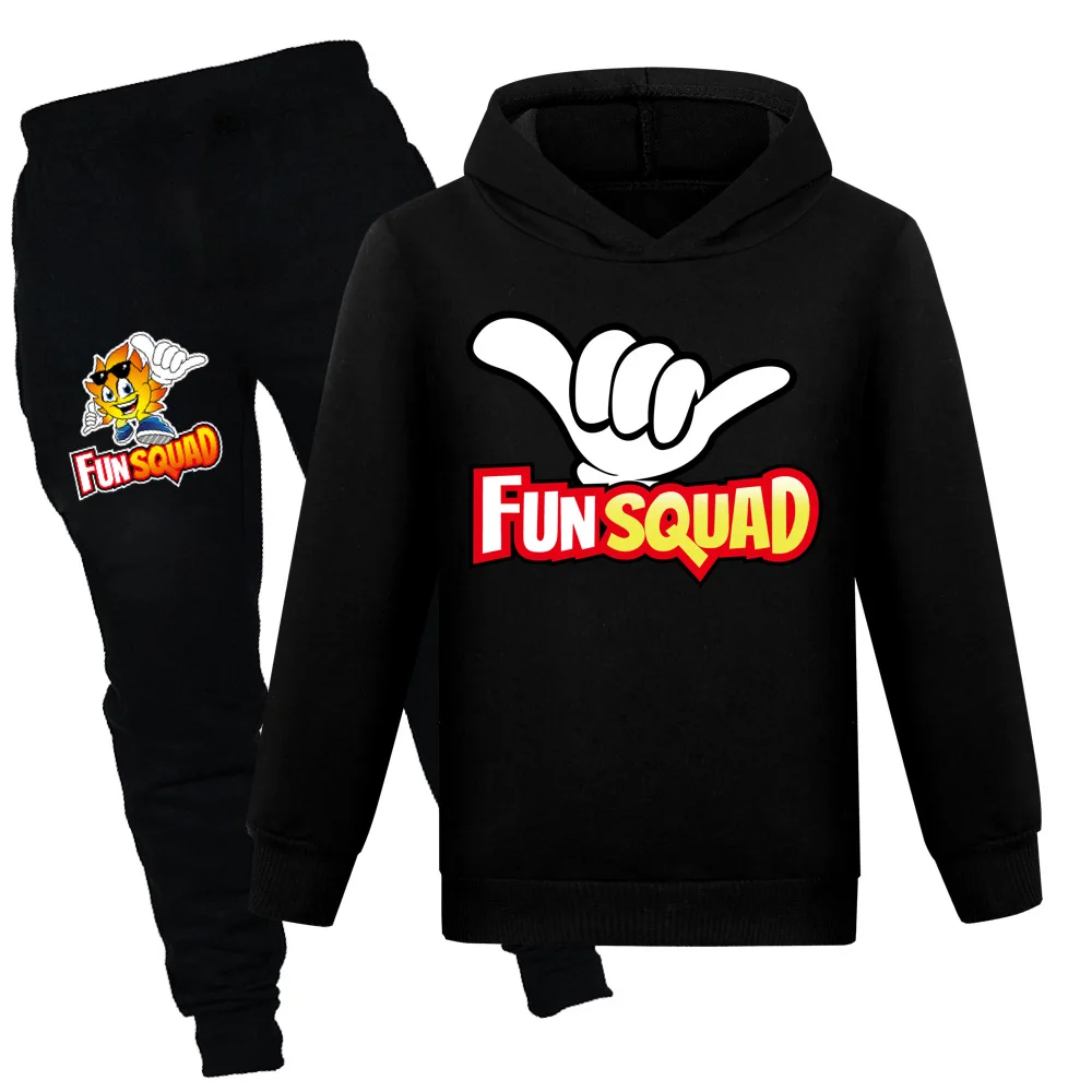 2-16Y Spring Autumn Cartoon Fun Squad Gaming Clothes Kids Long Sleeve Sportswear Baby Boys Clothing Sets Girls Sweatshirt Suit