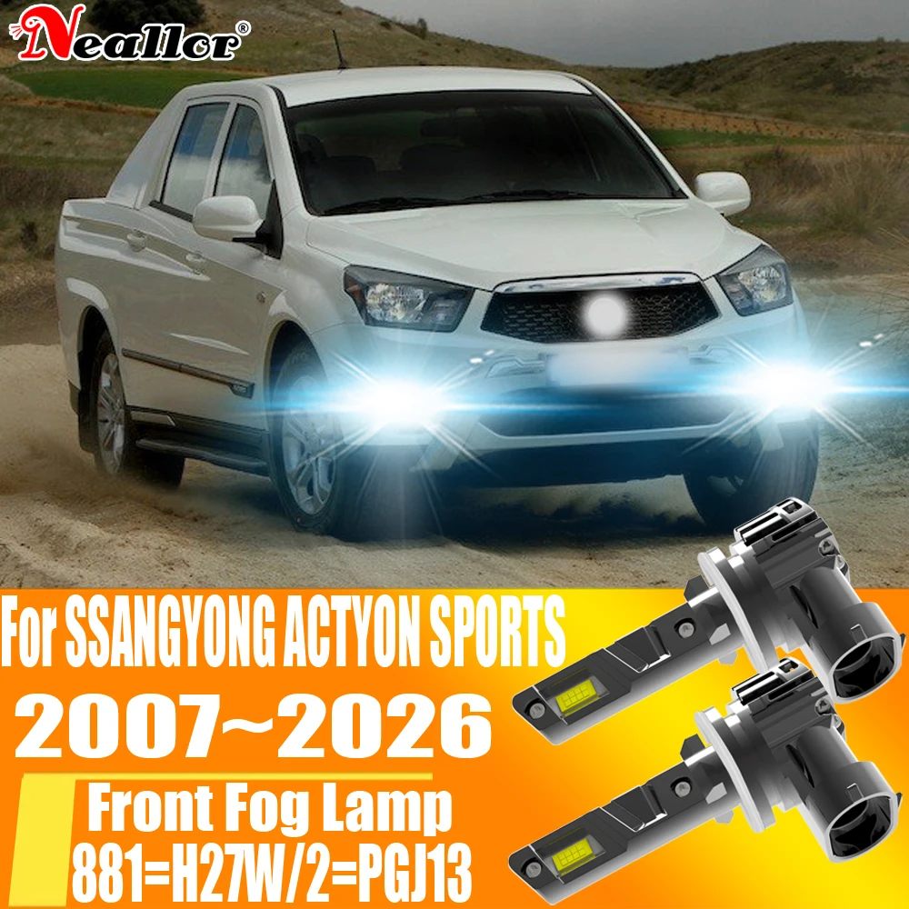 2 Stück H27W/2 881 H27 PGJ13 LED-Nebelscheinwerfer Canbus-Licht Auto-Turbo-Diodenlampe Weißes Scheinwerferlicht für SSANGYONG ACTYON SPORTS 2007~2026