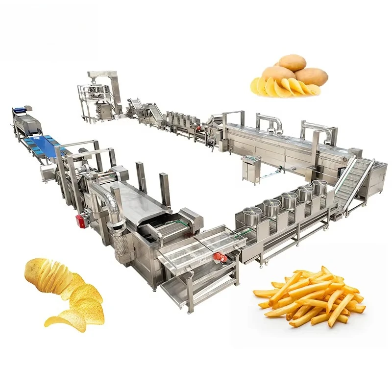 FOODLINE Variable Speed Potato Chips Production Line Adjustable Conveyor Speed Control Different Processing Time