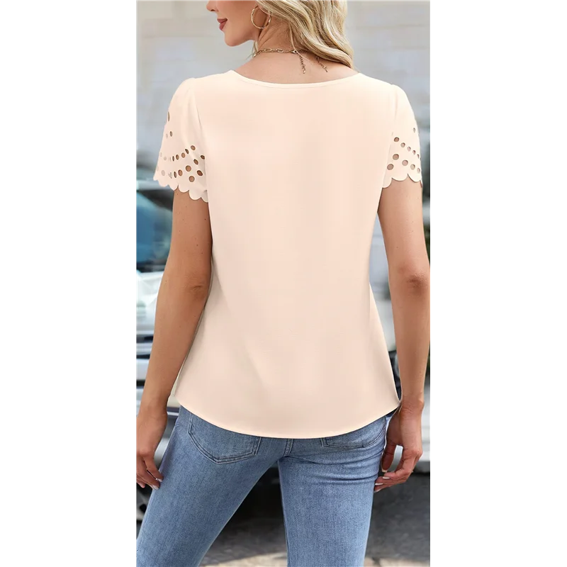 【SEE】レディース ビジネス カジュアル トップス ドレッシー サマー ブラウス かわいい 半袖 シャツ トレンド 仕事服