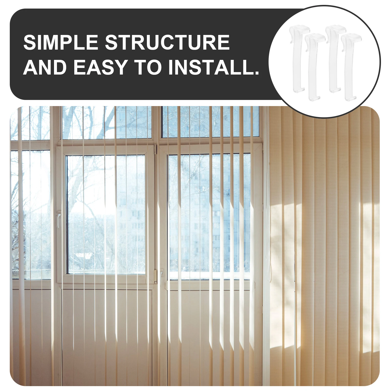 

24 Pcs Vertical Blind Valance Clips Window Curtain Accessories Clear Hidden Lightweight Suitable Home Office Shop