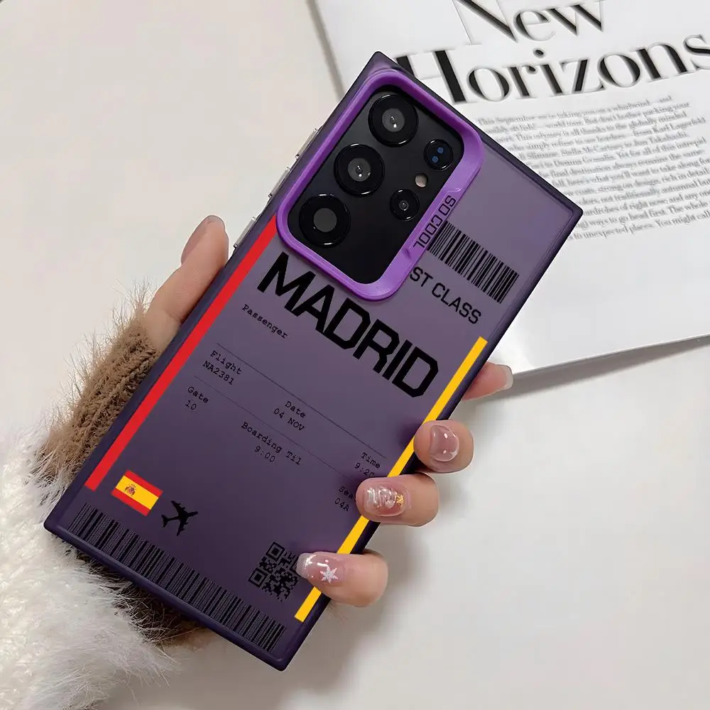 اسبانيا طائرة السفر تذكرة جراب هاتف لسامسونج غالاكسي S25 S24 S22 S23 الترا S21 S23 زائد 5G لامعة غطاء من البولي يوريثان للصدمات Funda #4