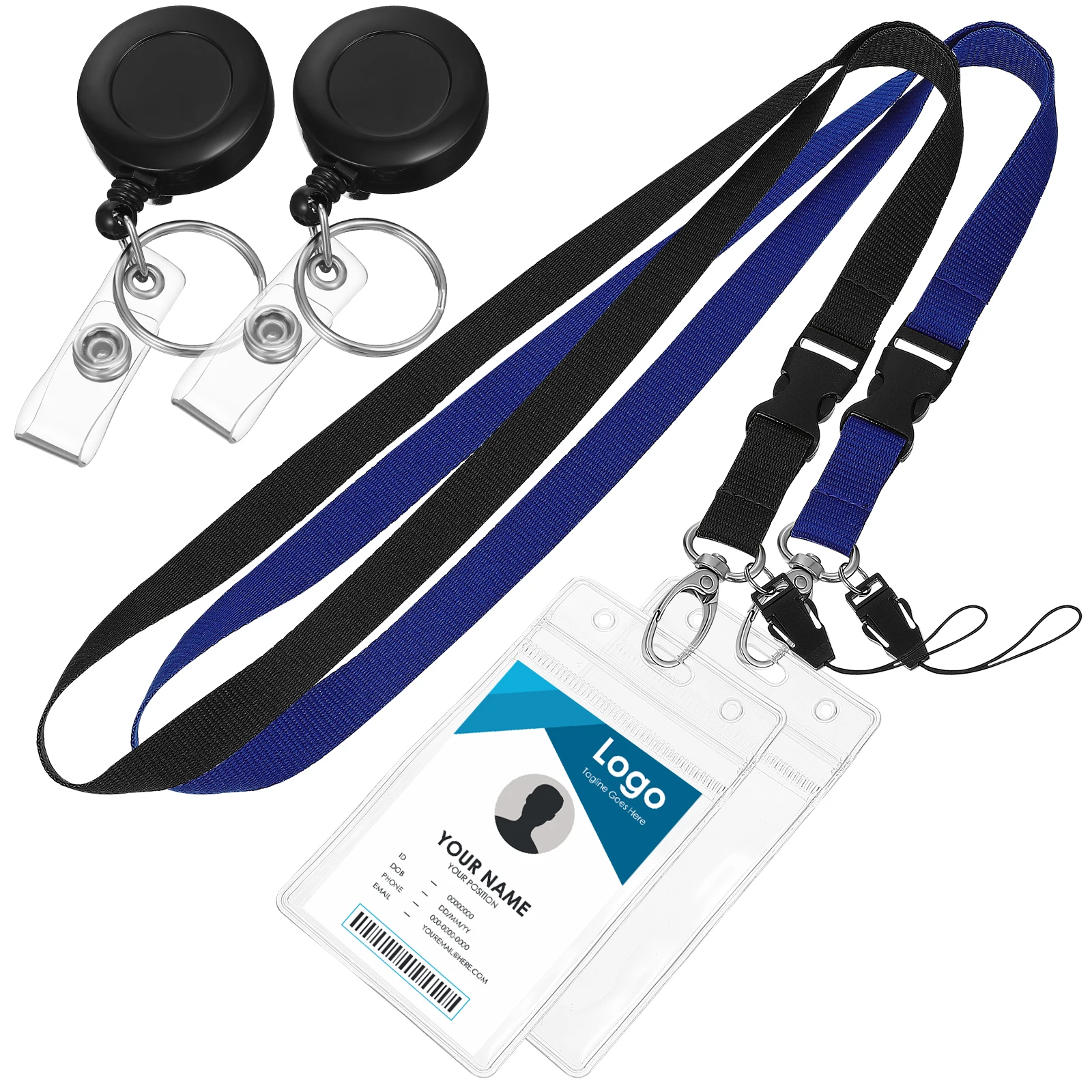 

2 Sets Card Id Card Holder With Lanyard Holder PVC Clear Waterproof Badge Sleeve for Lanyard Students Workers Employees