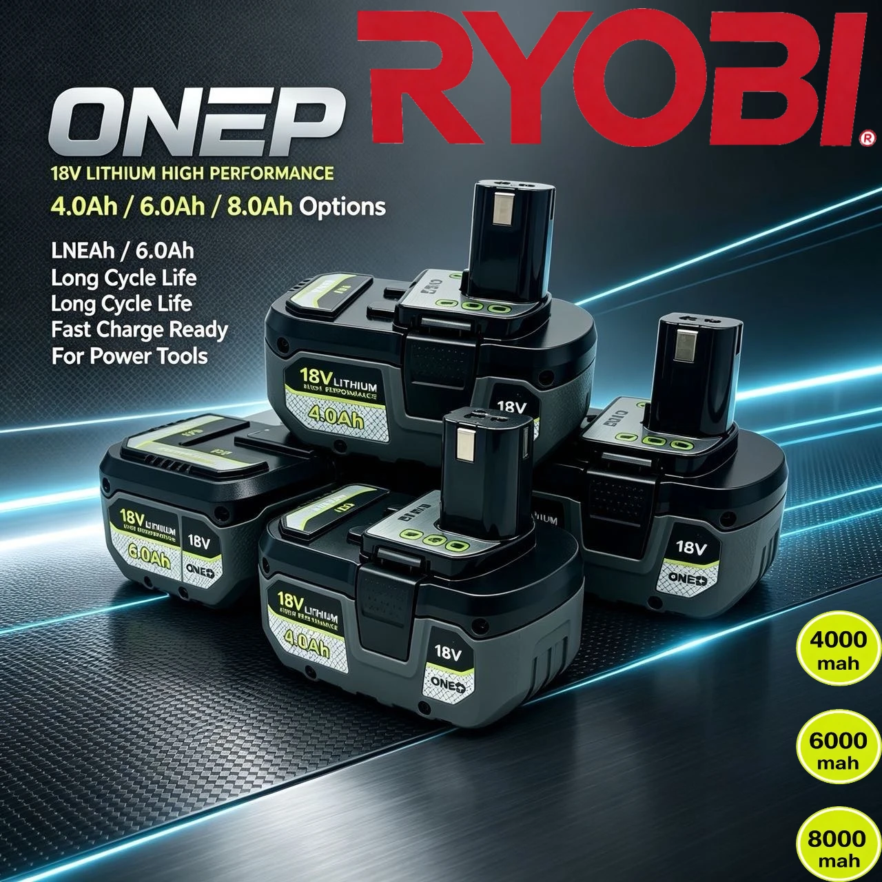 Original RYOBI 18V ONE+ 4.0Ah Lithium Battery Fit P104 P106 Rechargeable Pack For Cordless Drill Household Repair Power Tools