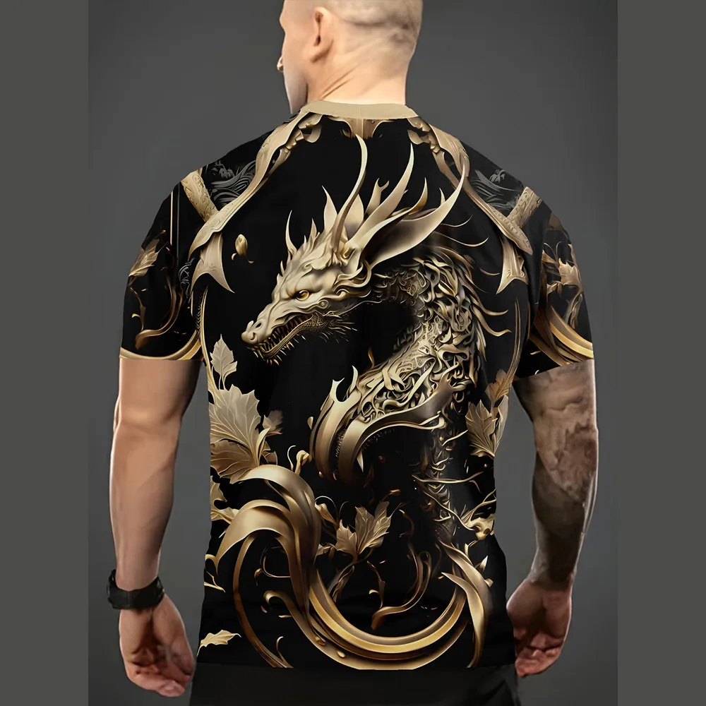 Men\'s Dragon T-shirt Fashion 3d Printed T Shirt Animal Pattern Short-sleeved Oversized Streetwear Tees Summer Casual Men\'s Tops