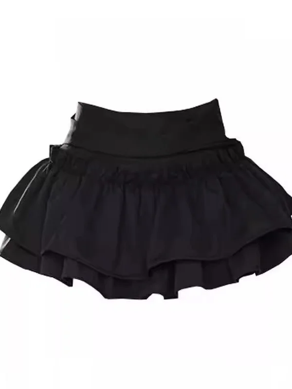 Y2K Spicy Girl Black Puffy Skirt Women Summer Ballet Style Cake Skirt Sweet Bloom Short High Waist Half-length Skirt