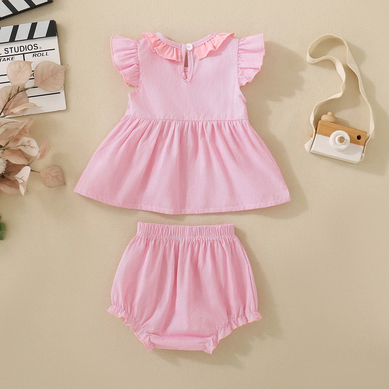 Spring Autumn Baby Girl Birthday Outfit with Embroidered Fluffy Sleeves Half Skirt And Shorts Two-Piece Set for Infants