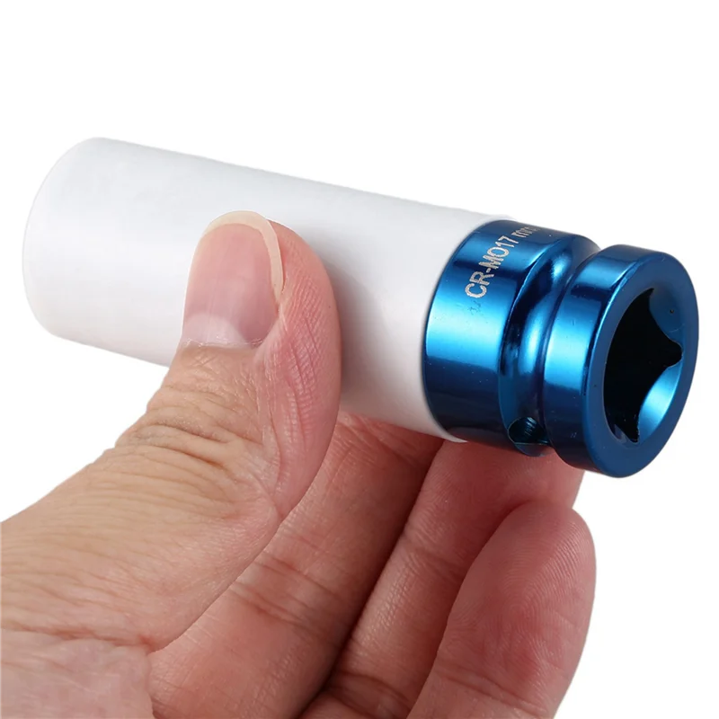 2x roda de liga 1/2 Polegada unidade 17mm conjunto parede fina soquete porca impacto profundo azul