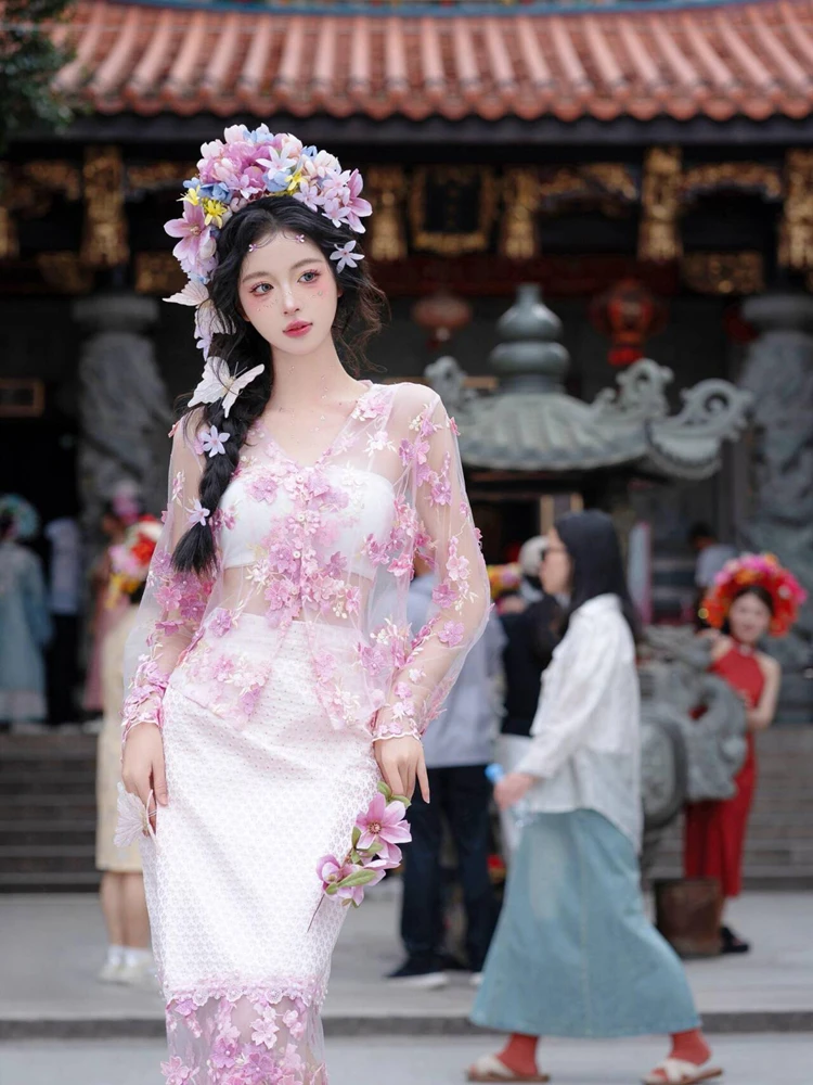 Floral Hairpin Ethnic Dai Girl Photography Trendy Photo Shoot Small Summer Traditional Costume Minority Women's Clothing