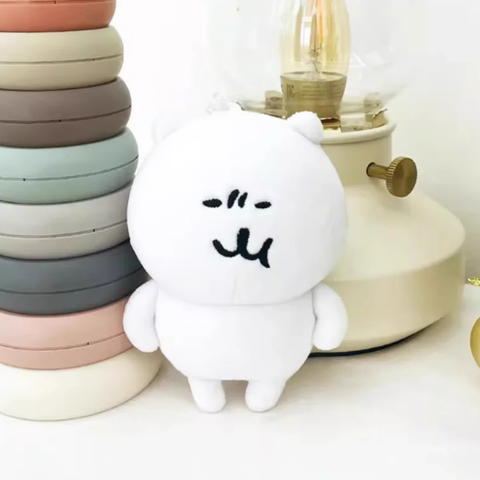 cute Self Mocking Bear Plush Keychain Cute Hanging Ornament Kawaii Cartoon Doll For Bags Backpack Car Keys Funny Gift Idea