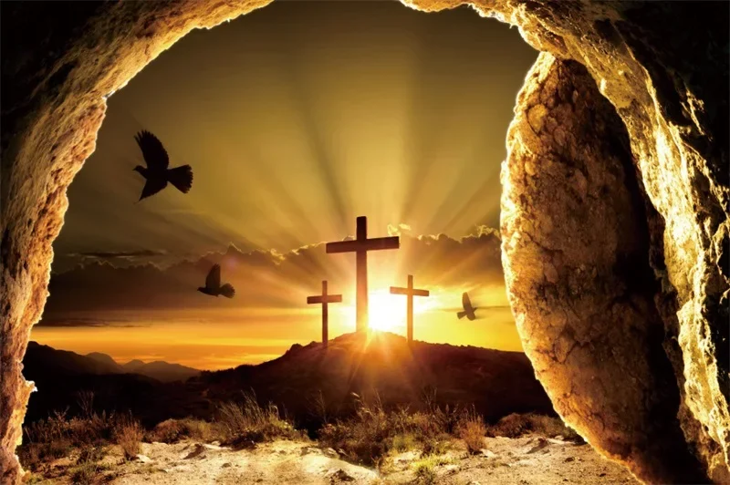 Jesus Christ Cross Photography Background Christian Nativity Scene Holy Bible Sunset Mountain Christmas Photo Backdrop