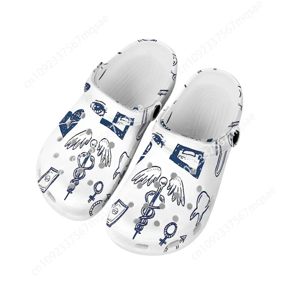 

Nursing Clogs Hospital Medical Printed Women Flats Lightweight Bedroom Slippers Outdoor Walking Hole Sandals Gifts