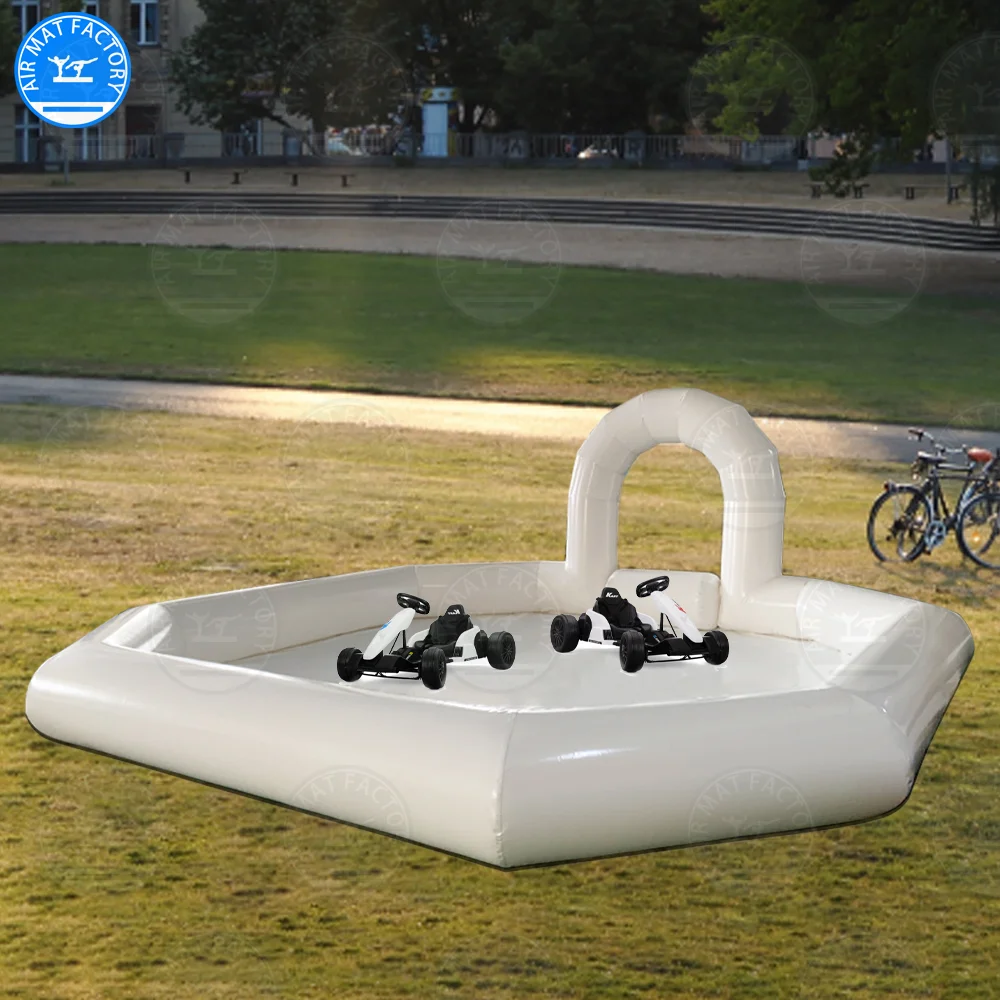 재고 있음! 흰색 PVC 놀이공원용 에어범퍼카 트랙 (펌프 포함) 어린이용 에어 레이스트랙 튜브