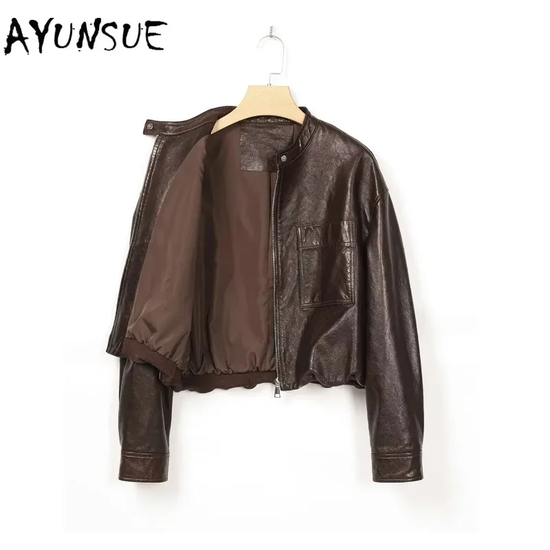 AYUNSUE Real Leather Jacket Woman Clothing 2026 Fashion Natural Sheepskin Coat Spring Autumn Womens Coats Short Косуха Женская