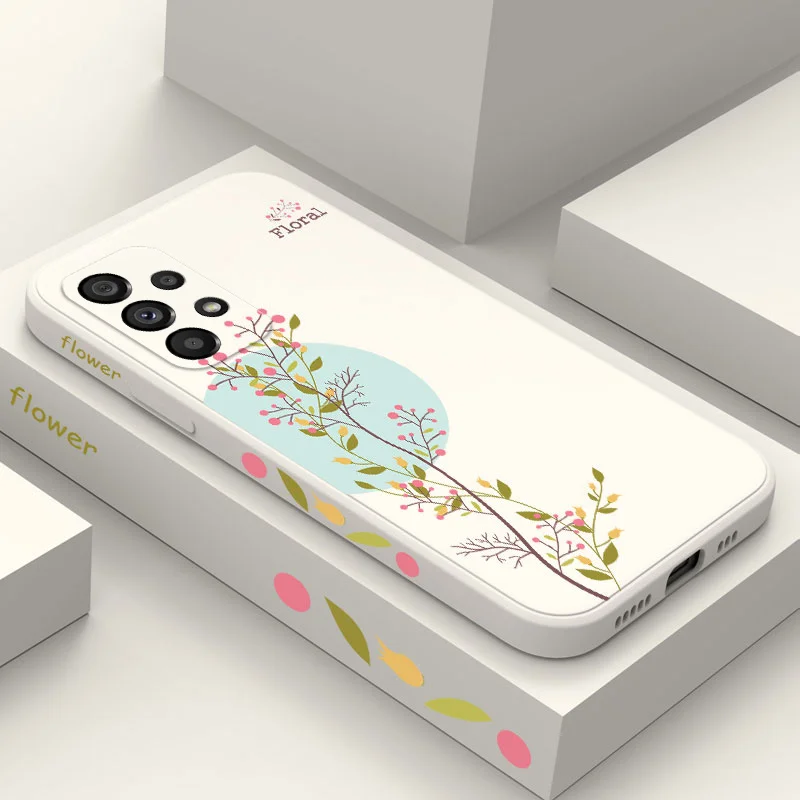 Twigs Flower Willow Phone Case For Samsung A54 A34 A24 A14 A73 A53 A23 A13  A04 A72 A52 A52S A32 A22 A15 A25 A35 A55 4G 5G