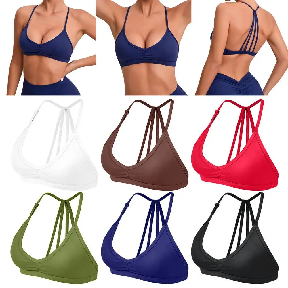 

Removable Strap Sports Top Racerback Sports Bra Strappy Racerback Women's Sports Bra with Removable Strap for Yoga Gym Workouts