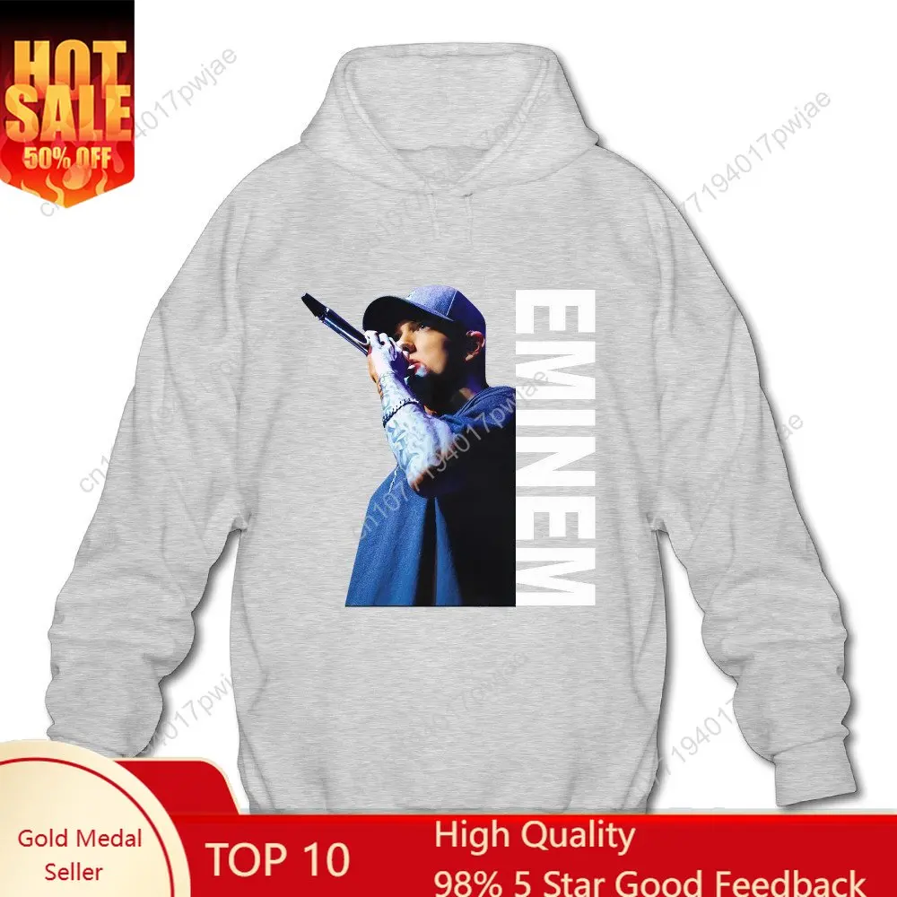 

HOTCY E-minem Songs Men's Blank Hooded Sweatshirt Ash