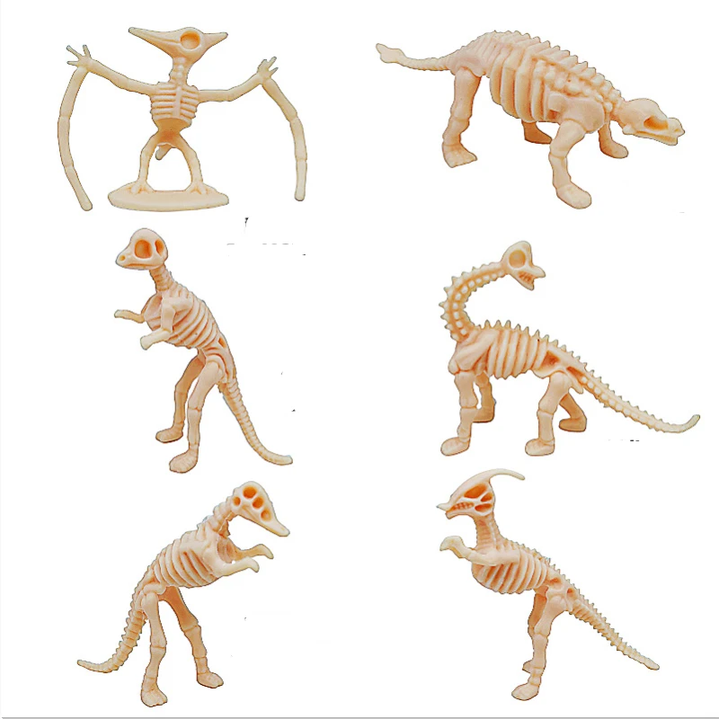 

6 Pcs Archaeological Dinosaur Skeleton Kids Boy Toys Digging Dinosaur Bones Puzzle Simulation Dinosaur Figure Model Plastic Toys