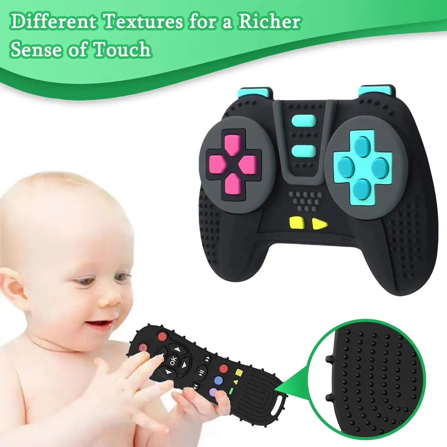 2PCS Silicone Baby Toys Remote Control Gamepad Shape Teether Toy BPA Free Silicone Teething Chewing Toy Sensory Baby Accessories