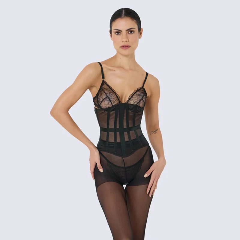 Mesh Net Transparent Corset Underbust Bustier Fish Bone Waist Slimming Cincher Girdle Belt Gothic Outfit Decoration Corse Korset