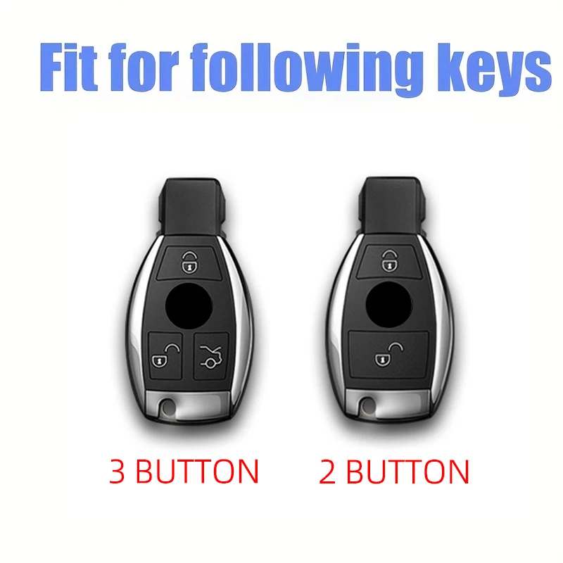 2 3 Tasten Legierung Stil Auto Schlüssel Fall Abdeckung Shell Fob Für Mercedes Benz A B C E Klasse GLS GLA GLK GLC CLS CLA W204 W205 W212 W463 – Detail 1