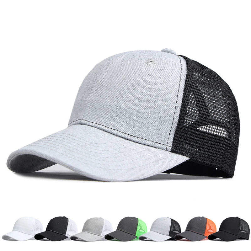 Unisex Mesh Baseball Caps For Men Women Patchwork Trucker Hat Summer Outdoor Streetwear Peaked Sun Cap Plain Net Hat Adjustable