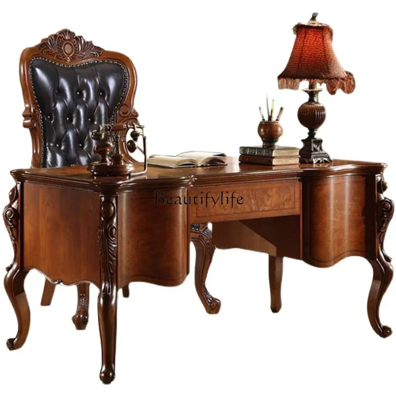 

pg46Hpg46*American solid wood antique computer, European desk, home study writing desk
