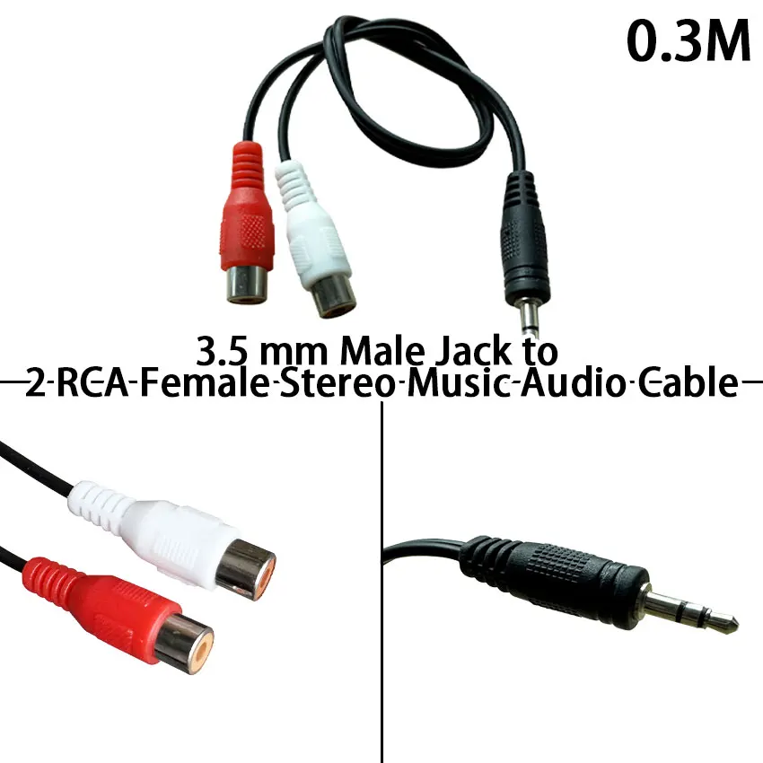 

1-3pcs 3.5mm Male Jack 3.5 Mm Aux Auxiliary Cable Cord To AV 2 RCA Female Stereo Music Audio Cable