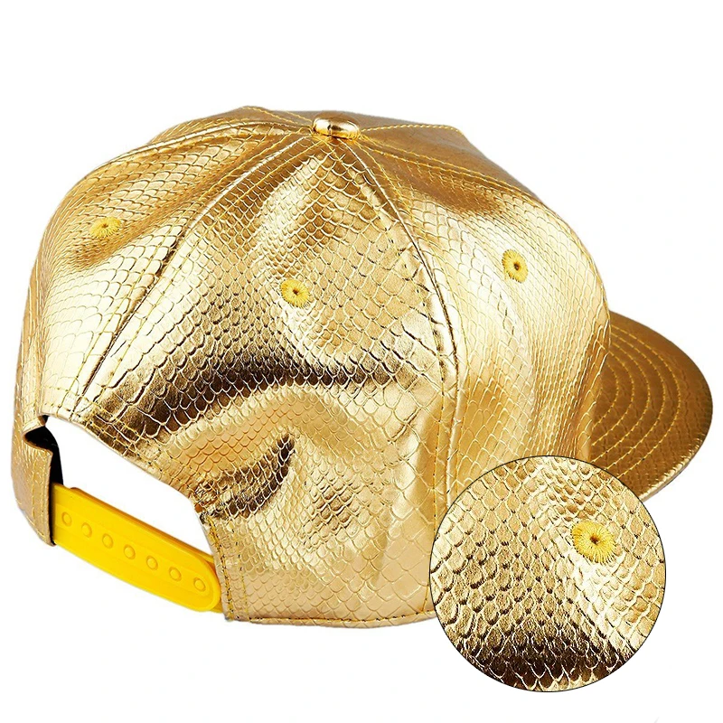 Golden Crocodile Skin Pattern Hip Hop Hat Light Board Leather Unisex Style Fashion -1PCS