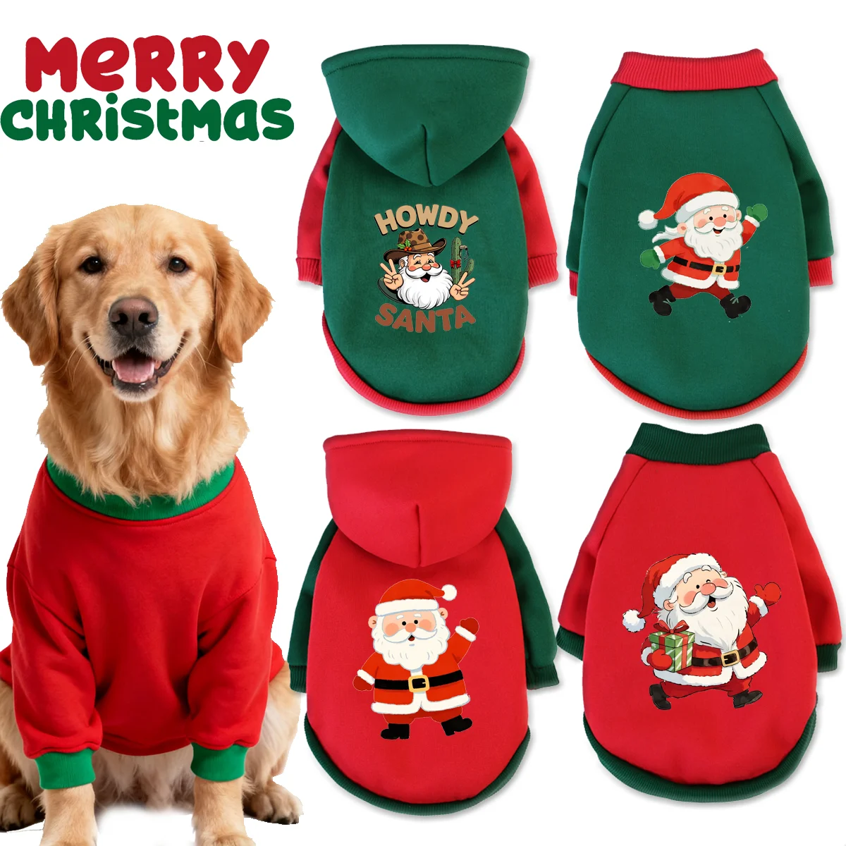 

1 Pc Pet Hooded Sweatshirt Christmas Cats & Dogs Fashion Winter Warm Clothes Suitable For Cats ,Teddy Golden Retriever