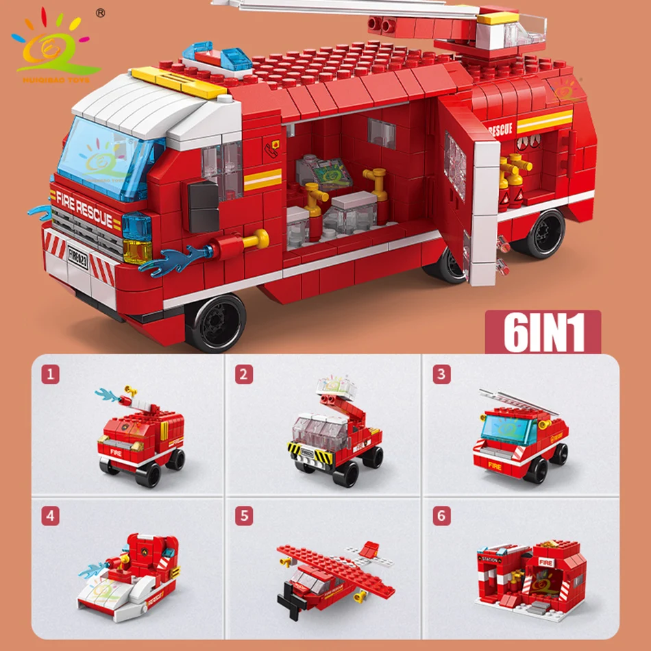 HUIQIBAO 1000PCS Traffic Car Model Building Blocks City Automobile Bus Ambulance Bricks Construction Toy For Children Kids Game