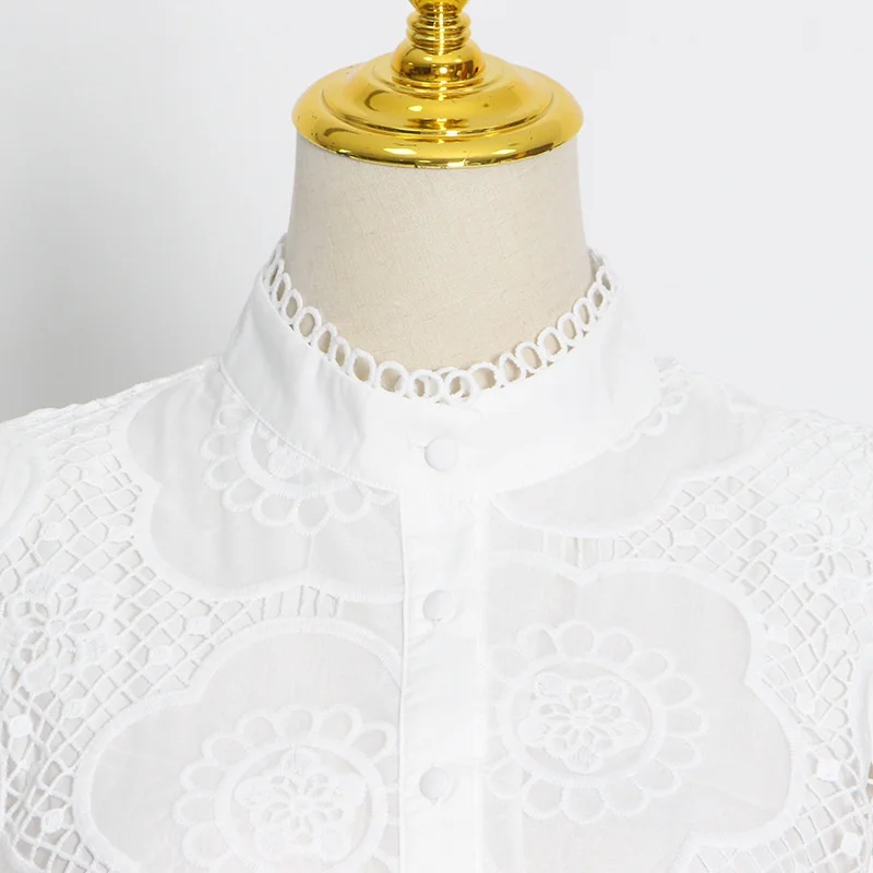 أنيقة الجوف خارج التطريز فستان الدانتيل الخريف ملابس النساء طويلة الأكمام ألف خط فساتين حفلة موسيقية فستان الحفلات نادي رداء فام