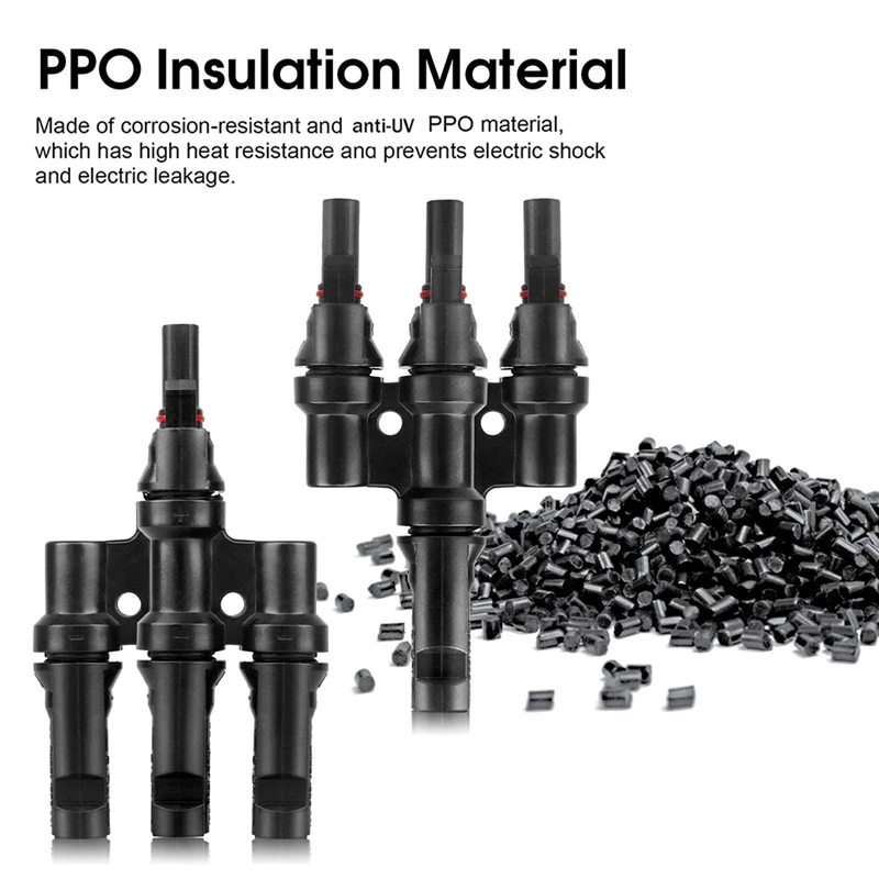 2 Pair Solar Male And Female MMMF+FFFM, 3 To 1 Branch Connectors IP67 Branch Connectors