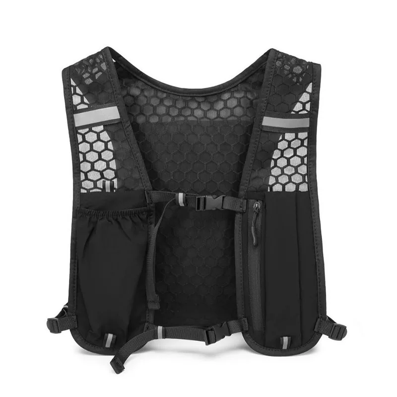 Reflective Breathable Running Vest Adjustable Sports Vest with Pockets Outdoor Jogging Cycling Fitness Storage Waistcoat