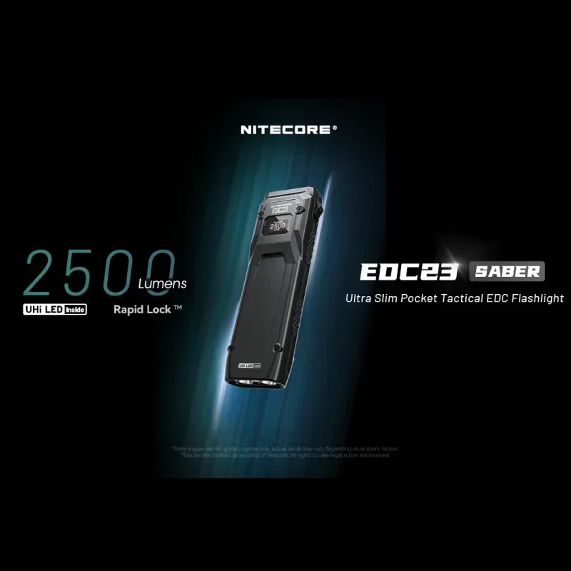 NITECORE EDC23 Ultra Slim EDC Flashight 2500 Lumens USB-C Rechargeable Pocket Small Tactical Troch Light Built-in Li-ion Battery