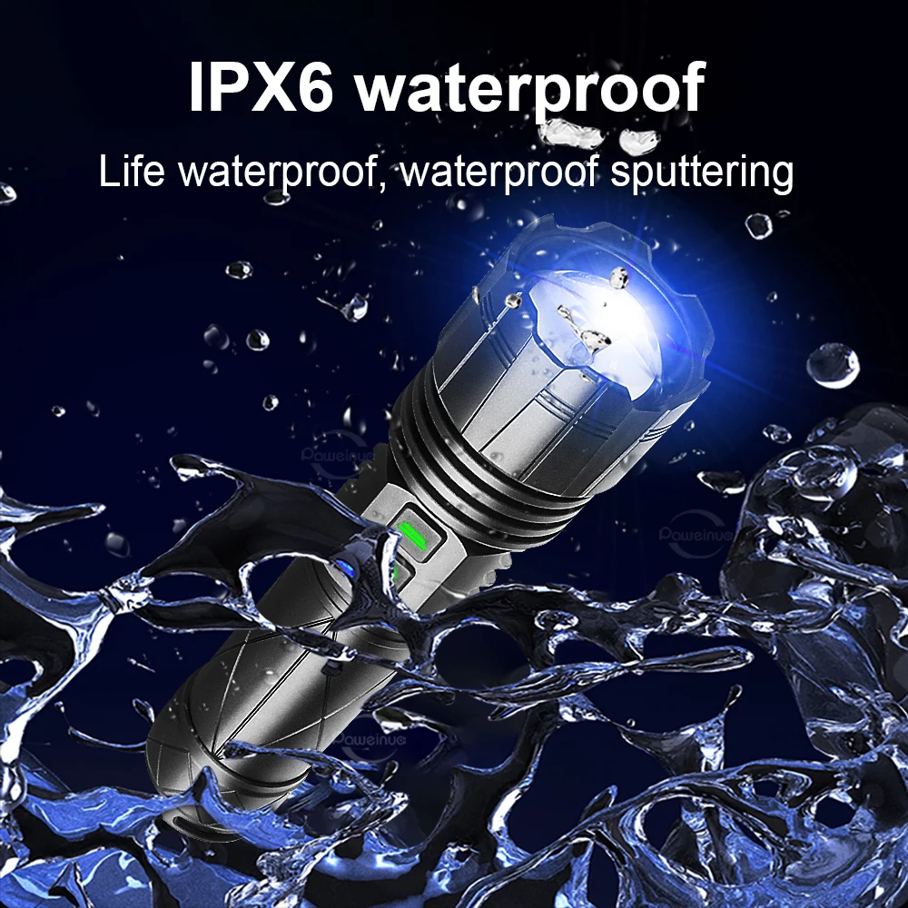 18000LUX Ultra Powerful Flashlight 500W Long Range 3000M High Power Led Flashlights Usb Rechargeable Very Strong Torch Lantern