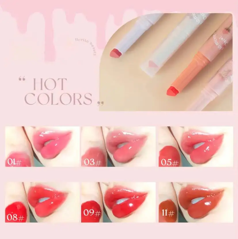 13 Colour FLORTTE Floria First Kiss Series Love Stick Lipstick Pen Mirror Watershine Lip Glaze Water Moisturizing Love Lipstick