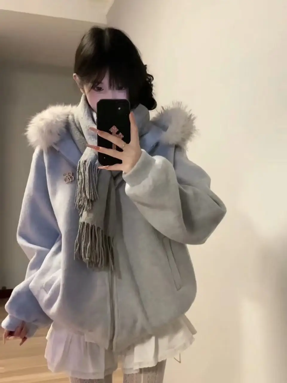 

Утепленное шерстяное пальто с капюшоном и молнией для осени и зимы, теплая верхняя одежда, куртка-свитшот с меховым воротником