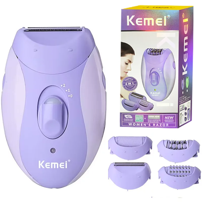 

Original Kemei 4in1 Women Epilator Facial Body Lady Electric Shaver Leg Bikini Trimmer Arms Underarm Rechargeable callus remover