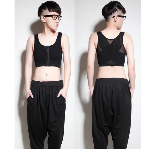 Imagen 2 del producto Chaleco de carpeta de pecho para mujer, corsé delgado con botón frontal, camiseta interior recortada, Tops cortos con cremallera en el pecho