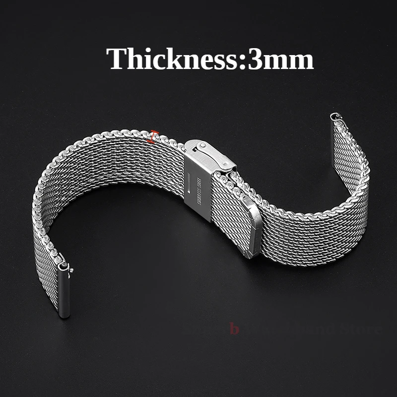 1.0mm Mesh Milanese Watch Strap for DW Watchband 18mm 20mm 22mm 24mm Quick Release Stainless Steel Wristband Folding buckle - Image 3