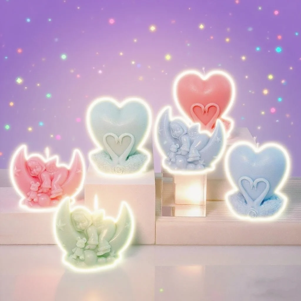 لطيف الملاك الطفل سيليكون قالب شمع 3D شكل قلب اليدوية الصابون رائحة الجص زخرفة قالب لعيد الحب