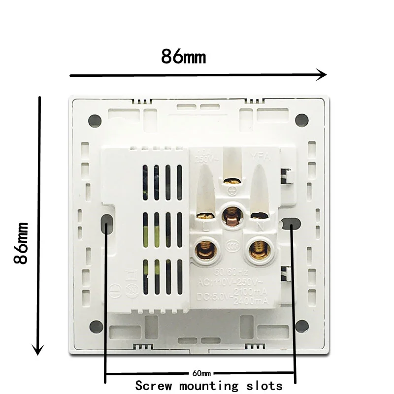 Universal Wall Power Socket with DC 5V 2.1A USB Charger Dual USB Adapter Socket 220V UK 13A Standard Wall Electrical Outlet Plug