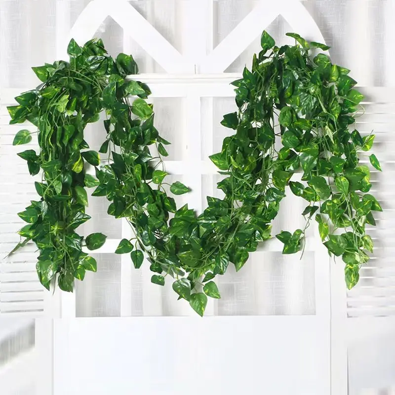 Cheap Artificial Hanging Plants Vine Leaves Green Festival Garland Outdoor Home Wedding Party Scrapbooking Diy Garden Decoration image 4