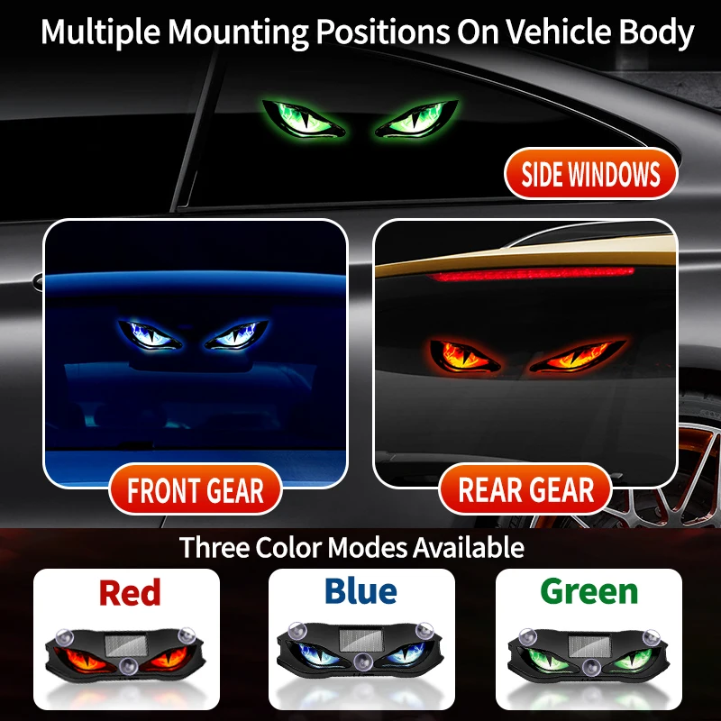 Fits For Hyundai Grandeur New Car Devil Eye Solar Vibration Sensor Dynamic LED Light Creative Car Ambient Light USB Rechargeable