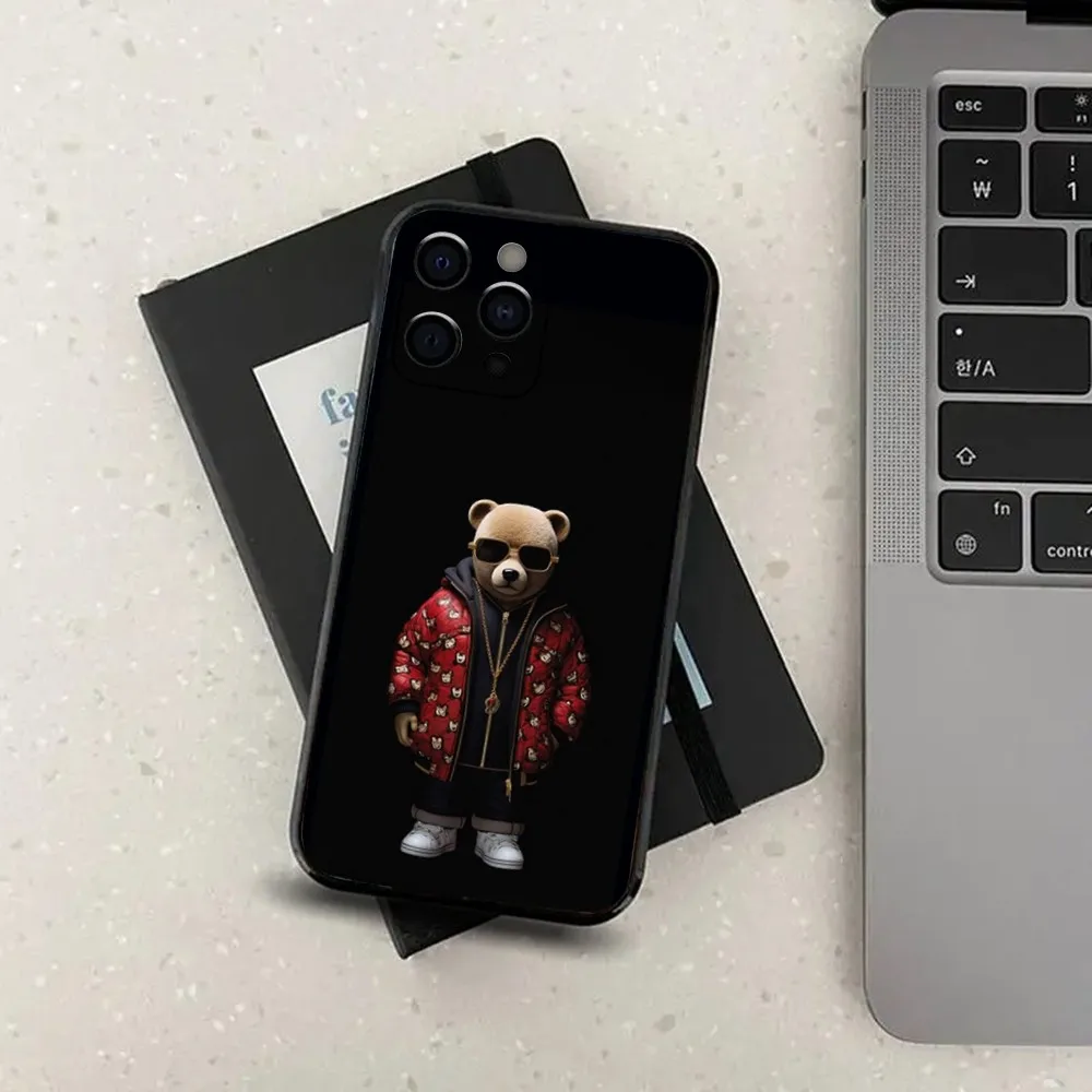 Fashion Baron Filou B-Bear Phone Case For Apple iPhone 15,14,13,12,11,Pro,X,XS,Max,XR,Plus,Mini Soft Black Cover