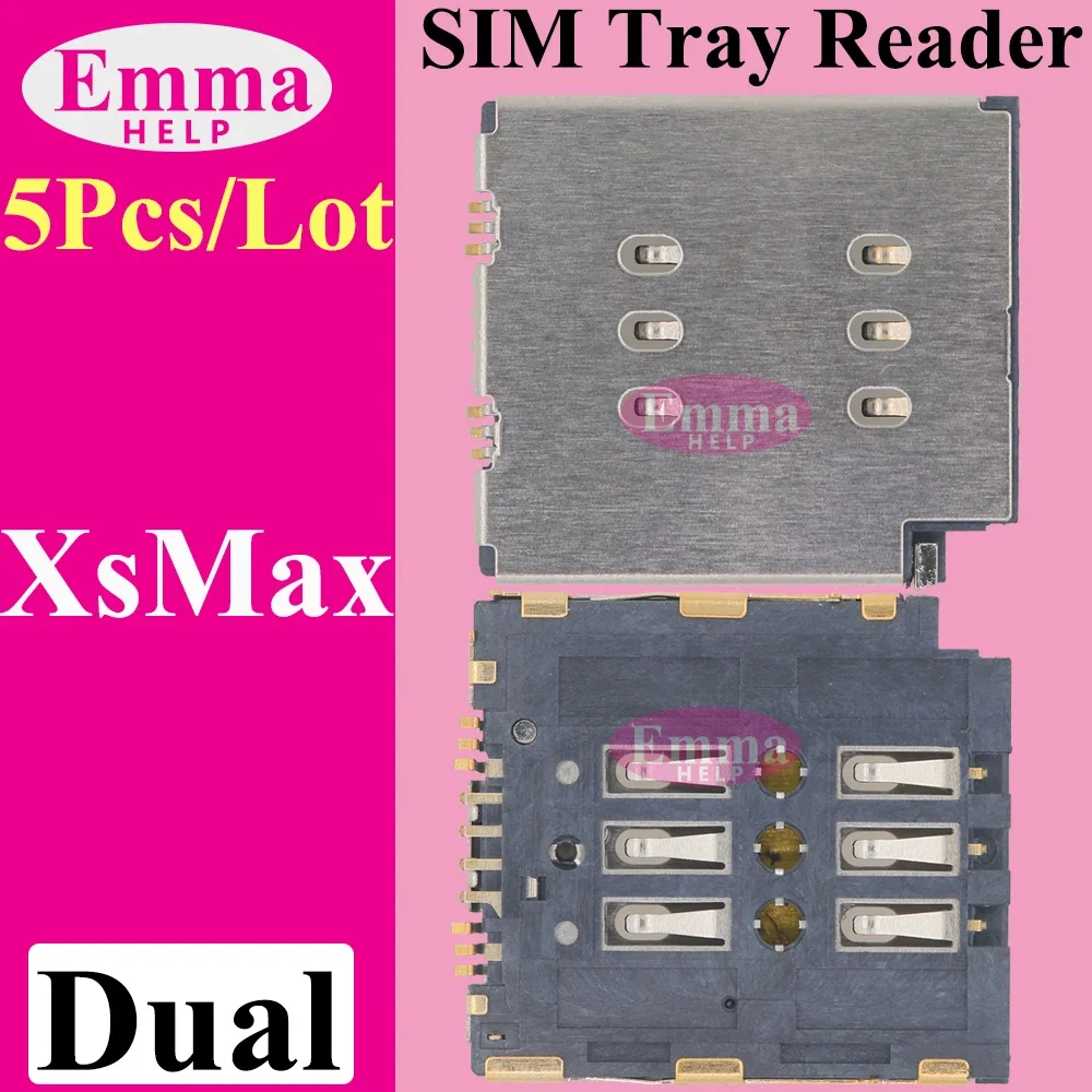 EmmaHelp 5pcs Dual SIM Card Tray Slot Socket Flex Cable for iPhone 11 12 13 14 15 Pro Max XR XS XSMax Inner Micro Reader Adapter