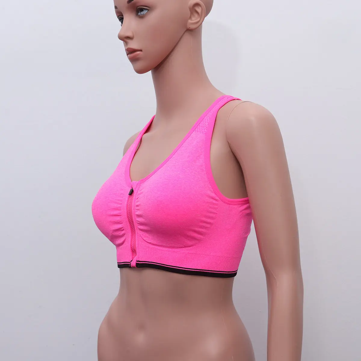 No Wire Sports Bra Front Zipper Padded Yoga Bra for Women Breathable Sweat Wicking Ergonomic Design Running Walking Jumping Yoga